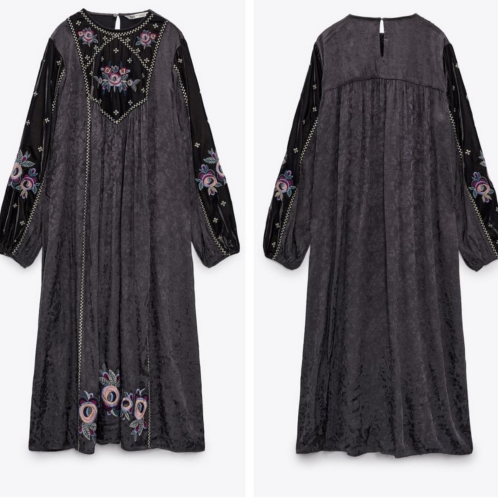 🌸NEW ZARA EMBROIDERED MIDI DRESS🌸 xs - Picture 8 of 8